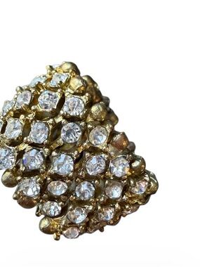 Gold-Tone Crystal Cluster Ring — Sparkling Clear Stones